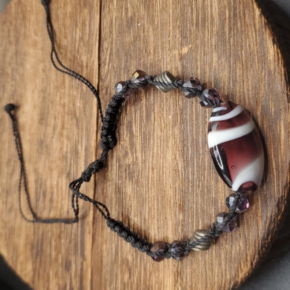 B2428 artisan Hand-blown jasper vein glass‎ bracelet - Picture 1 of 4